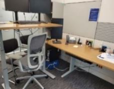 Teknion Office, part-wall mount, part-freestanding suite, height-adjustable, 23-29"  x 48"  