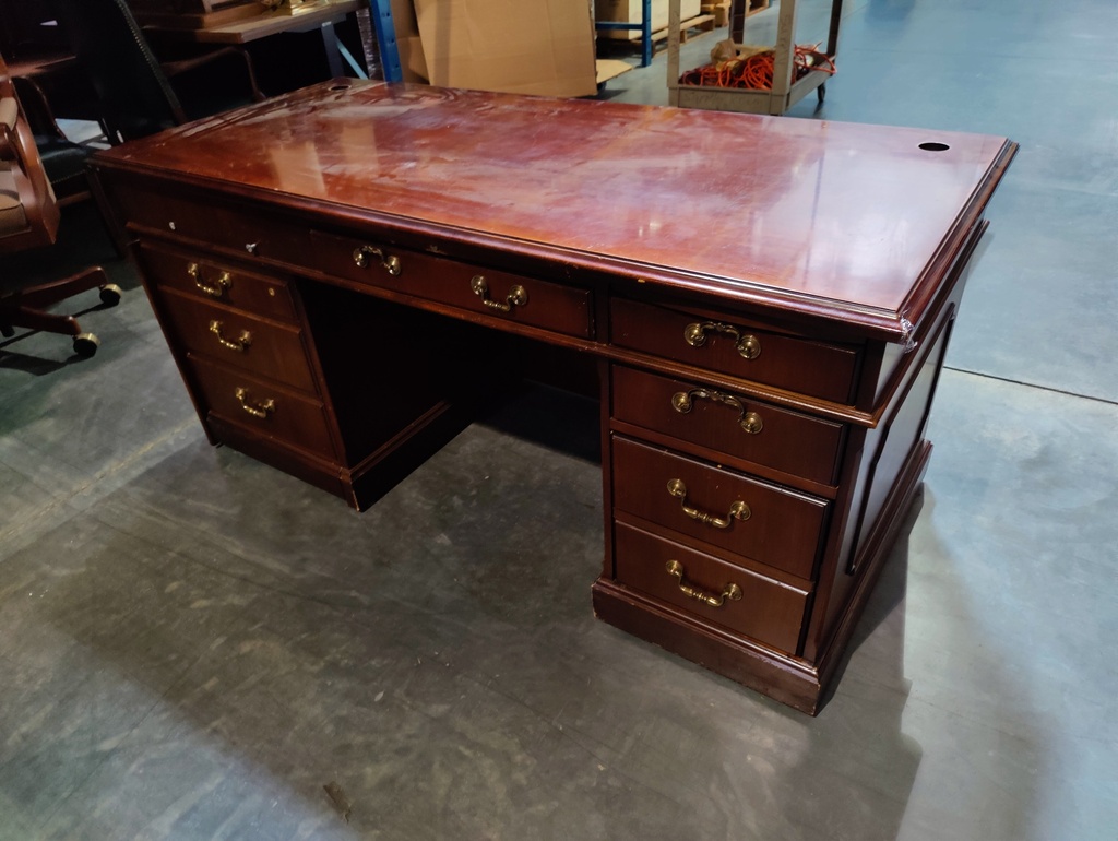 Wooden Desk With Three Drawers and Printer Drawer on Left - 66x30x30