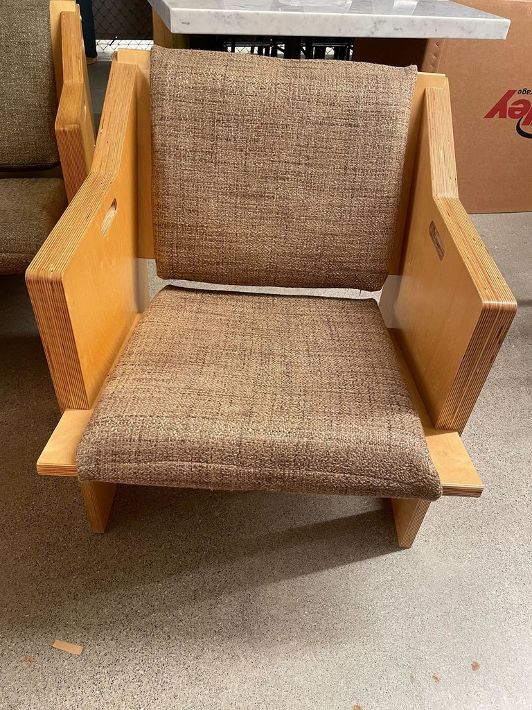 Brown Upholstered Wood Chair