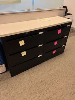 3 - DRAWER LATERAL FILE CABINETS W/ COMMON WOOD TOP