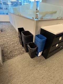 SMALL BLACK TRASH RECEPTACLES