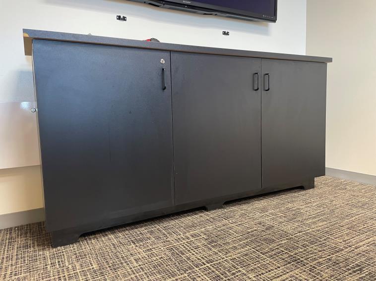 Black Credenza, 3-Door: 72”W x 36”H x 15 ½” D