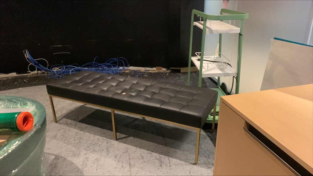 20”x60” black leather tufted benches