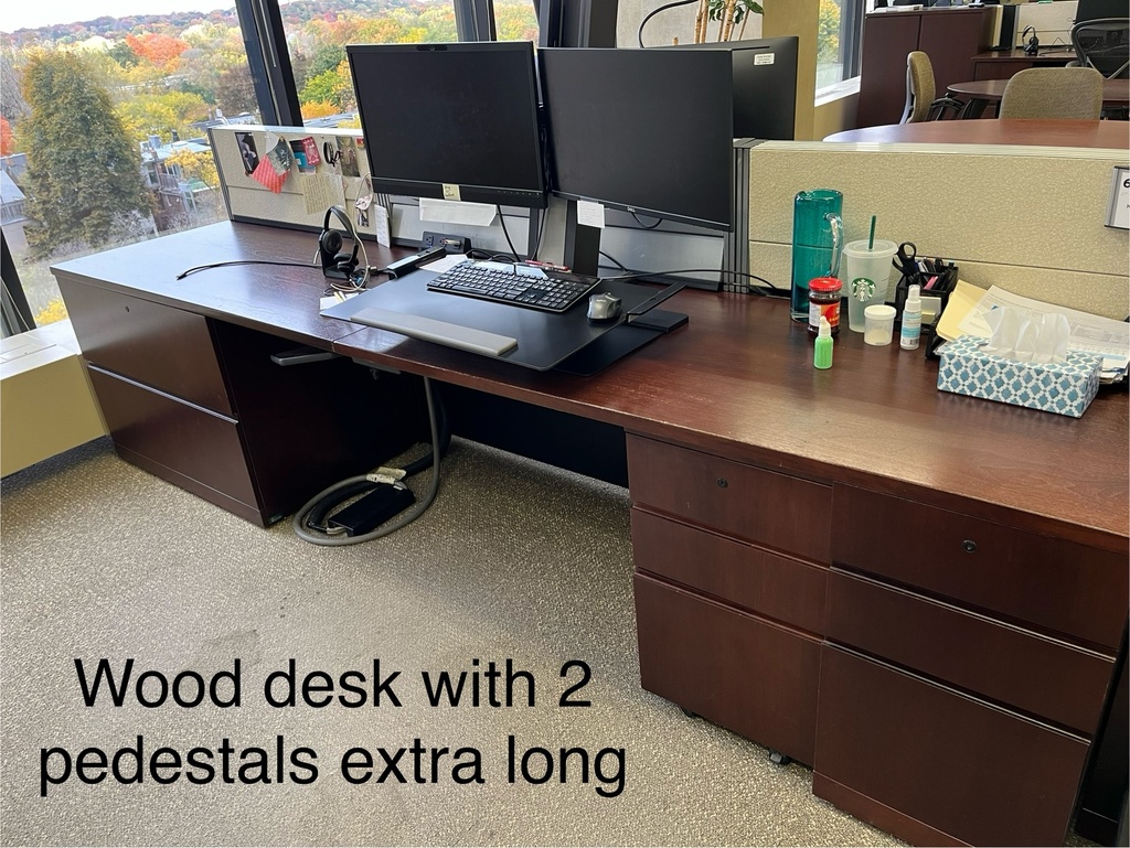 Wood Desk with 2 pedestal Extra Long