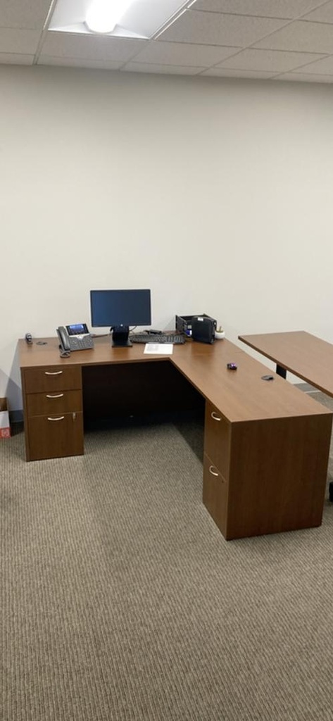 66”30”28.5” Desk - R w/ 3 drawer storage