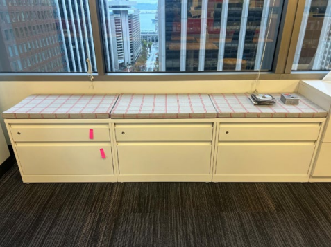 Set Of (3) 2 Drawer Lateral Files w/ Common Cushion Top