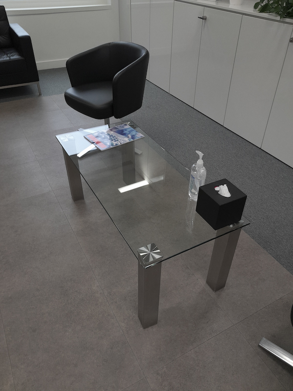 Glass coffee table