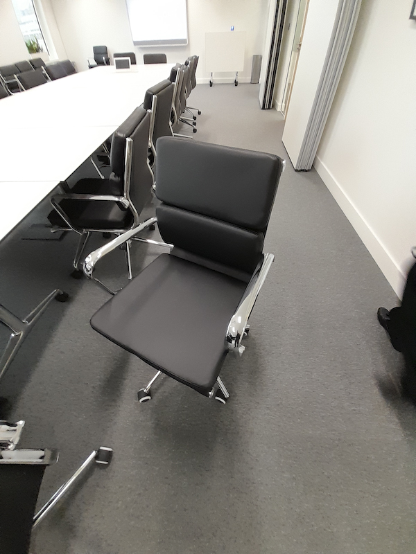 Faux leather &amp; chrome meeting chair