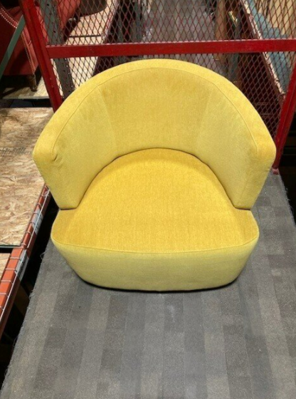 Lounge Chair, Swivel, Yellow Fabric