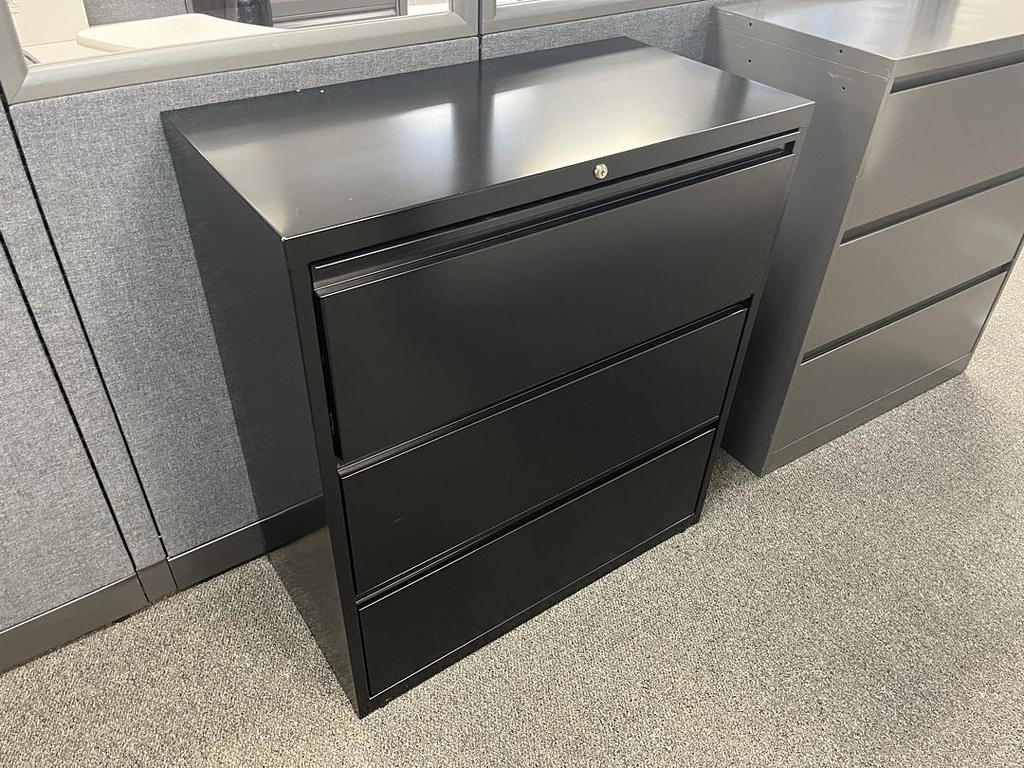 3-Drawer Black File Cabinet