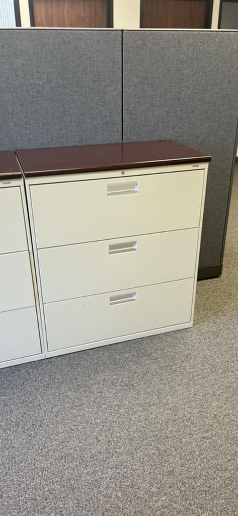 3-Drawer Brown Top File Cabinet
