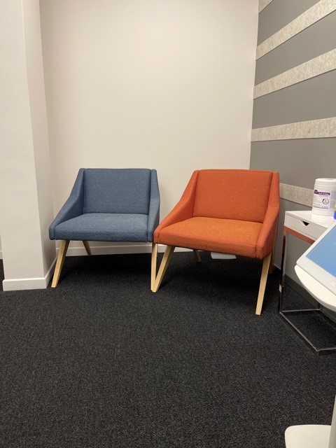 Orange Lounge with Wood Legs