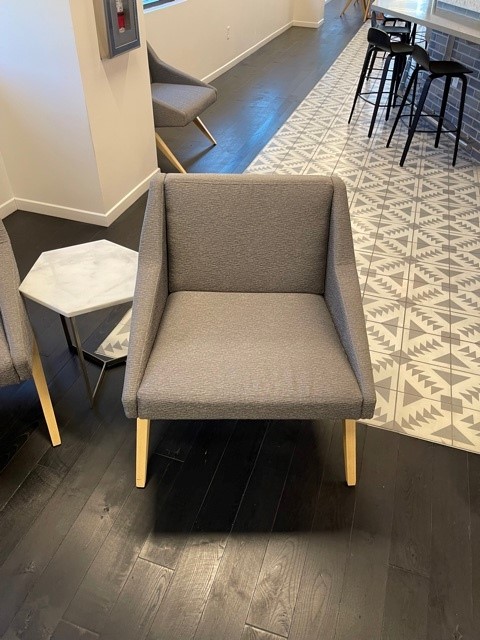 Grey Lounge Chair with Wood Legs