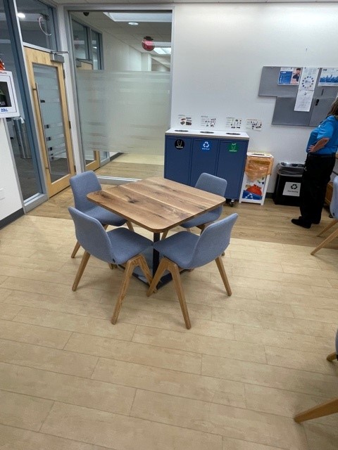 Blue Upholstered Armless Chair 