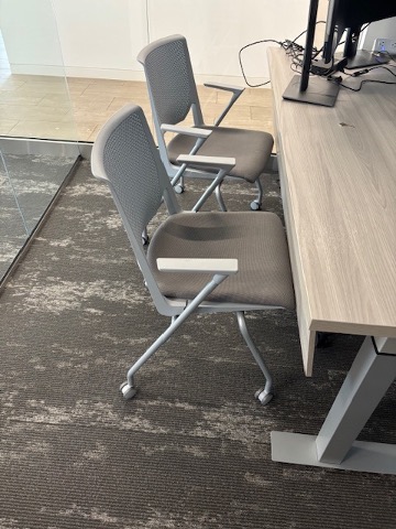 Haworth gray rolling chairs