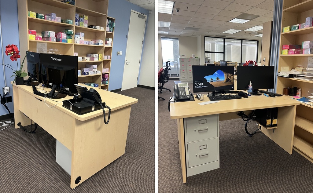 Light brown desk 63"x34"
