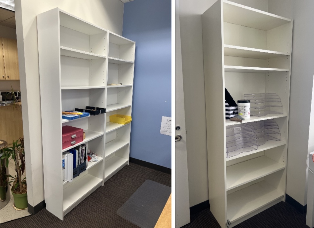 White bookshelves