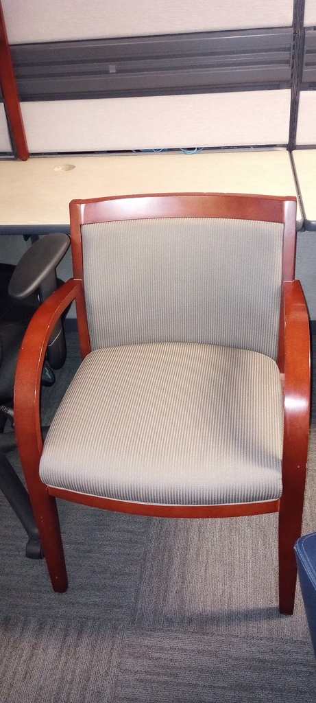 upholstered wood guest chair