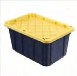 Tote Bin W/Lid, 27 Gallon Capacity, Yellow/Black