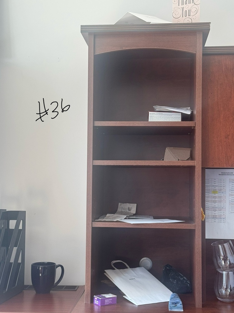 brown upper shelf to desk