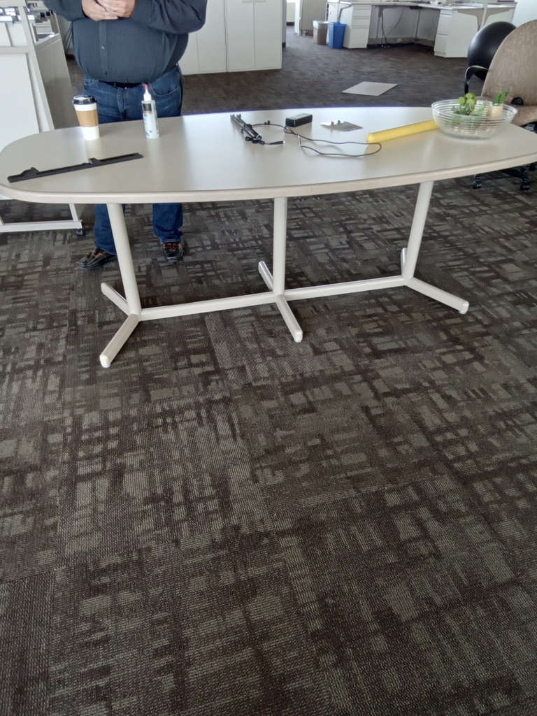 Small white conference table 