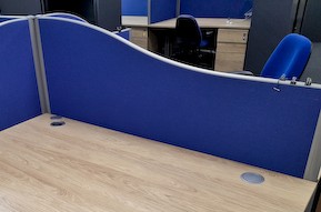 Blue curved  facing Desk Screen