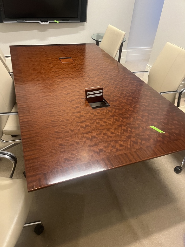 Conf Table W/Walnut Anigre Finish (2 Bases) *Fair Condition*