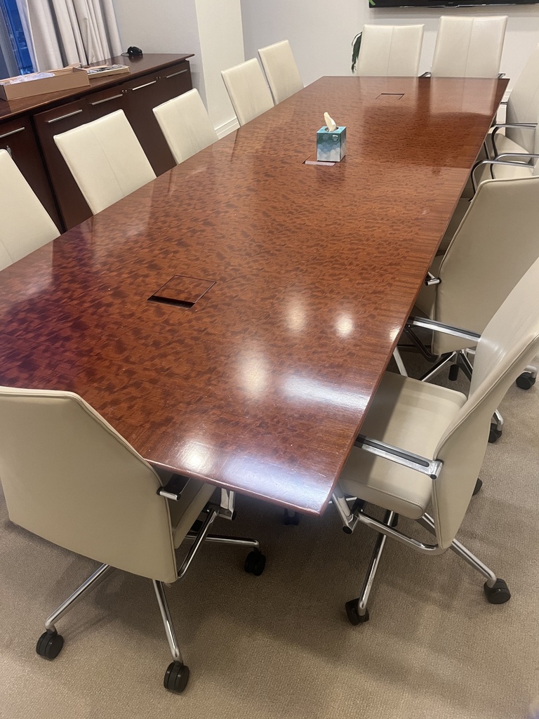 Conf. Table W/Walnut Anigre Finish (3 Bases) *Fair Condition*