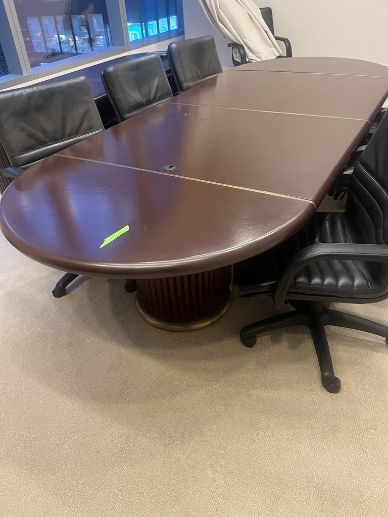 Conf. Table W/Brown Leather Wrapped Top *Fair Condition*