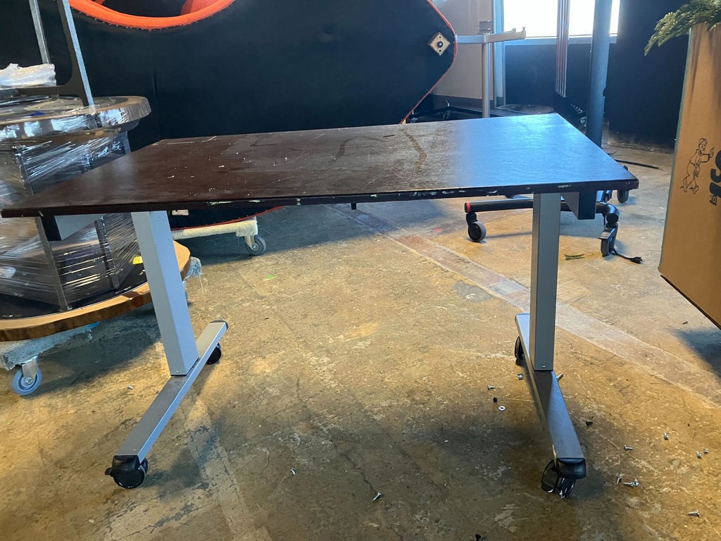 Dark Wooden Rolling Table - Chipped/Scuffed