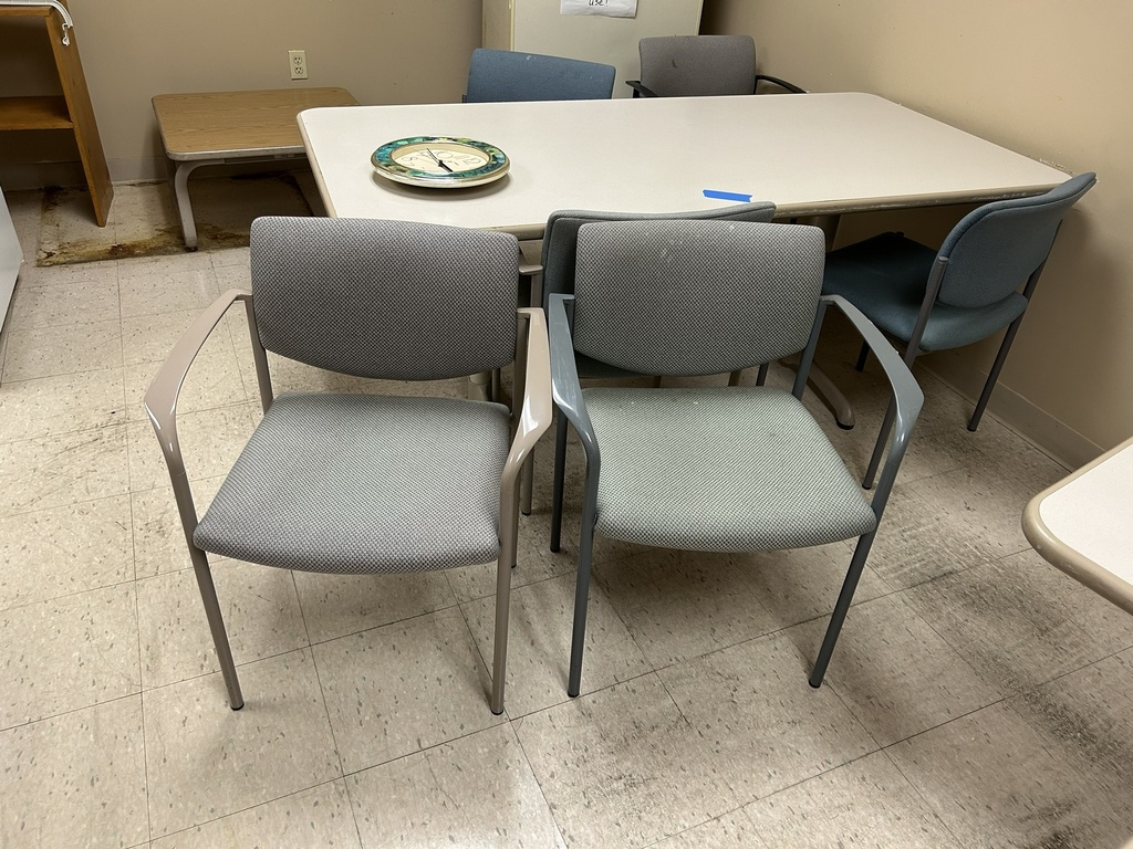 4 Side Chairs - (2 Light gray arms, 1 dark gray arms and 1 black arms)