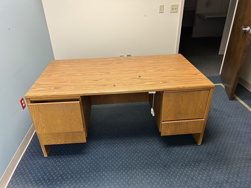7' Light Wood Double Pedestal Desk