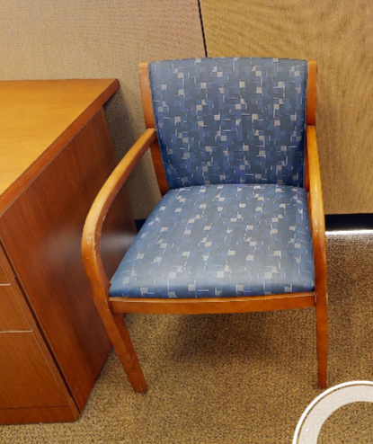 Blue patterned with arms guest chair - Recycle only