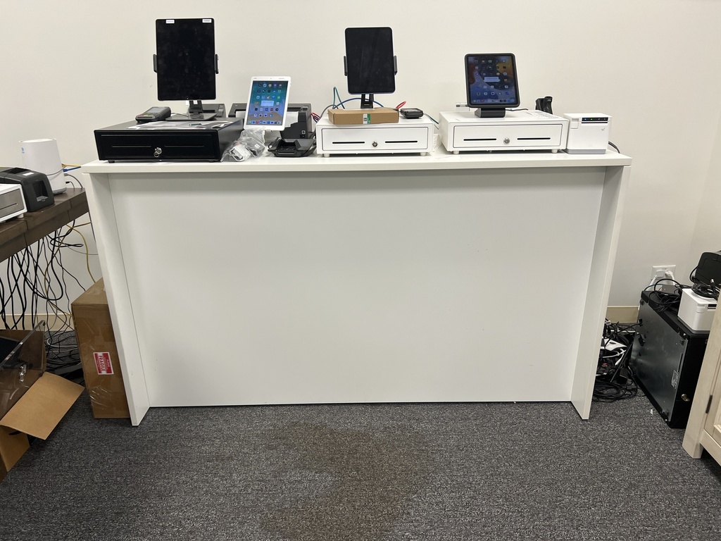 Tall white island style cabinet