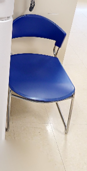 Blue no arms metal side chair