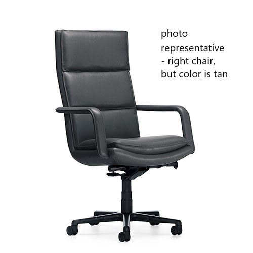 ELITE 591 AUDITORIM CHAIR, LOOP ARM TAN LEATHER