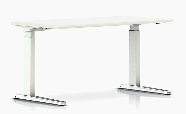 ELEC. HEIGHT ADJ TABLE,  29X66 WHITE/SILVER BASE