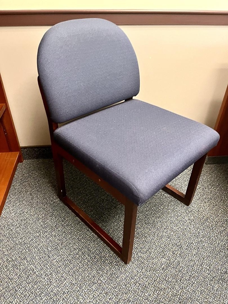 Guest Chair - no arms navy with mahogany base