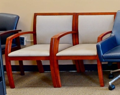 Cream guest chair with arms