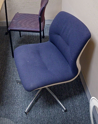 Blue conference chair no arms, wheels