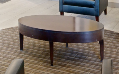 Oval wood coffee table