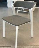 DINING CHAIRS - BLACK/WHITE FABRIC W/ WHITE FRAME