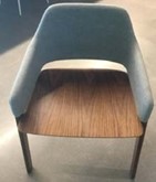 DINING CHAIRS - GRAY W/WOOD LEGS &amp; SEAT