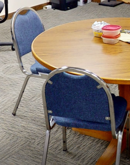 Blue &amp; white side chair no arms