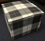 OTTOMAN - PLAID, 19 W X 19L X 16-1/2H