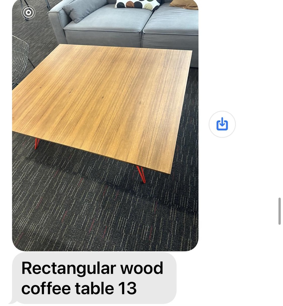 Rectangular wood/metal coffee table