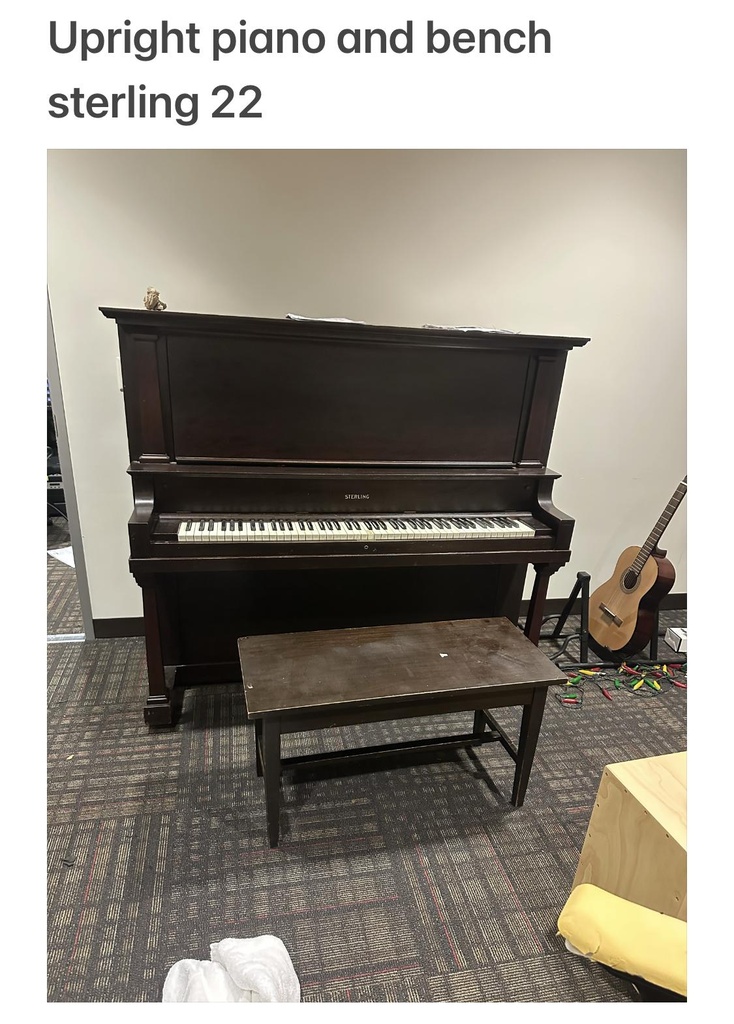 Upright piano &amp; bench (wood) Sterling