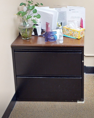 2D filing cabinet with wood top