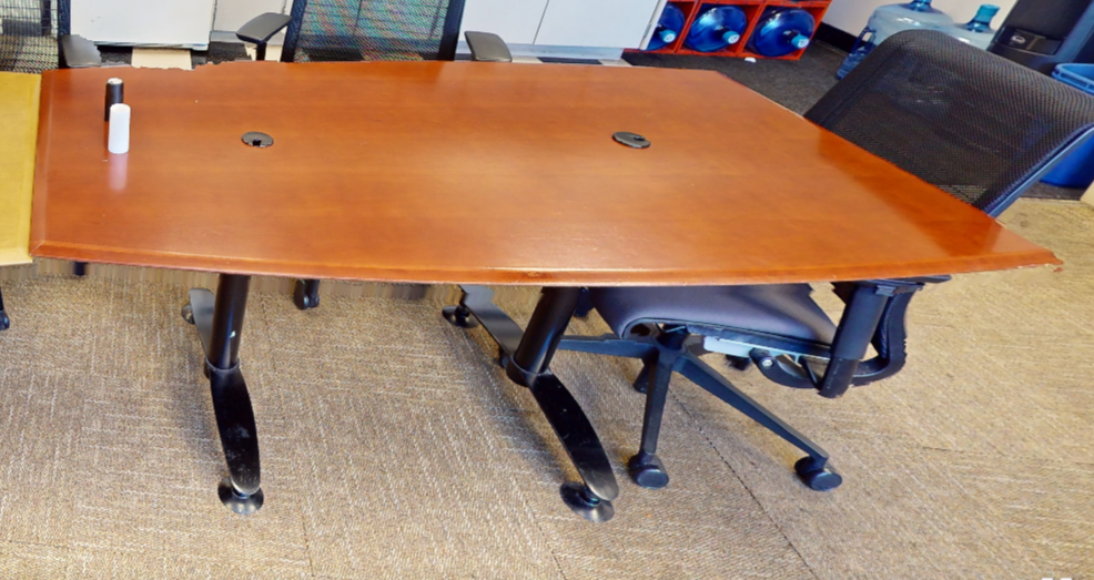 Conference table, brown wood top