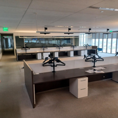 TRIPLE MONITOR ARMS, ADDITIONAL 36 NO PLATES HUMANSCALE